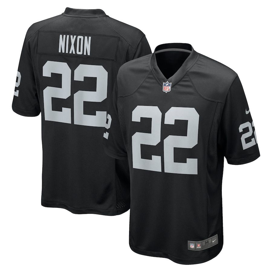 Men Oakland Raiders #22 Keisean Nixon Nike Black Game NFL Jersey